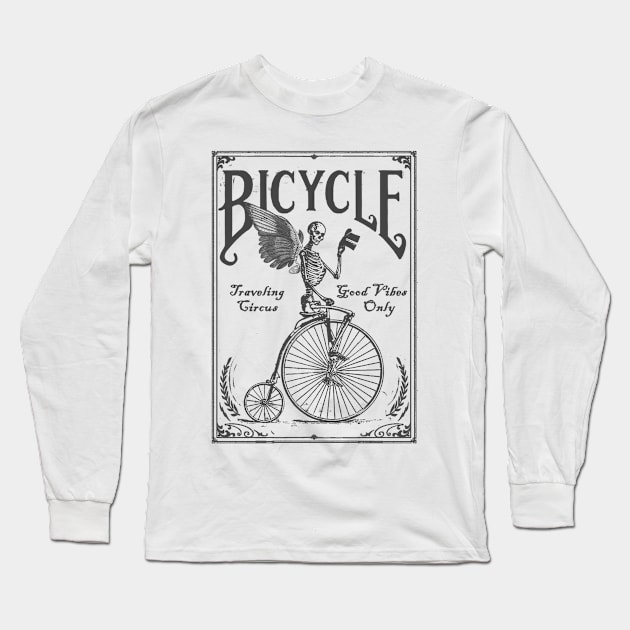 Cool Tees Vintage Bicycle Skull Long Sleeve T-Shirt by COOLTEESCLUB